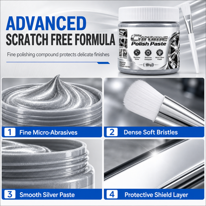 Metal Chrome Polish & Restorer Paste with Brush – 100g Metal Cleaner for Automotive & Household Use