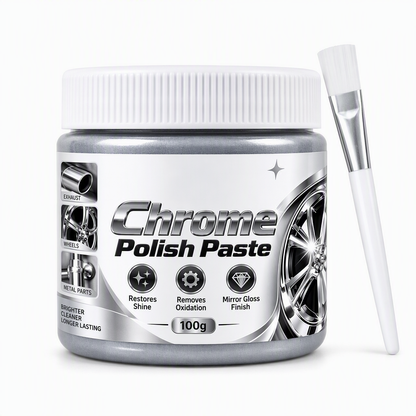Metal Chrome Polish & Restorer Paste with Brush – 100g Metal Cleaner for Automotive & Household Use