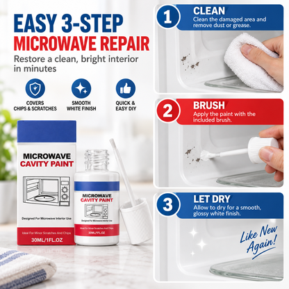 Microwave Cavity Paint – High-Gloss White Microwave Interior Repair Paint With Built-In Brush