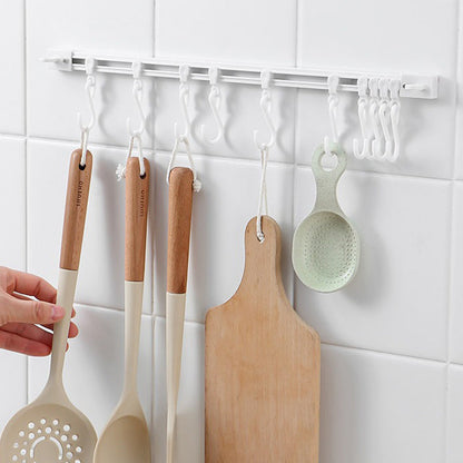 Punch-Free Sliding Track Hooks – Adjustable Wall-Mounted Organizer for Kitchen & Bathroom
