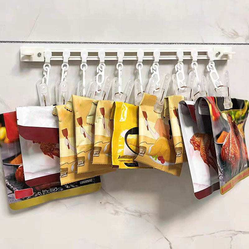 Punch-Free Sliding Track Hooks – Adjustable Wall-Mounted Organizer for Kitchen & Bathroom