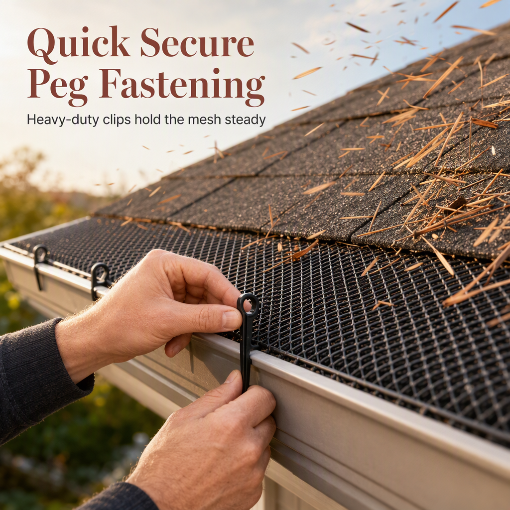 Gutter Guard Mesh Roll – Leaf Filter Net with Fixing Pegs