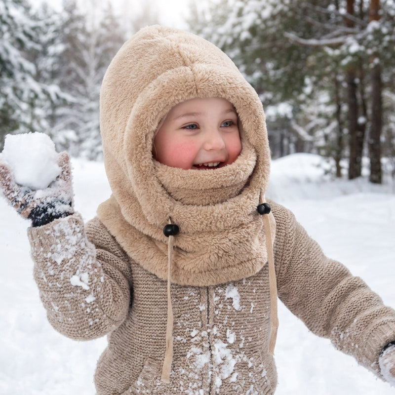 🧣3-in-1 Kids' Winter Hood – Soft Fleece Hat, Face Cover & Neck Warmer❄️